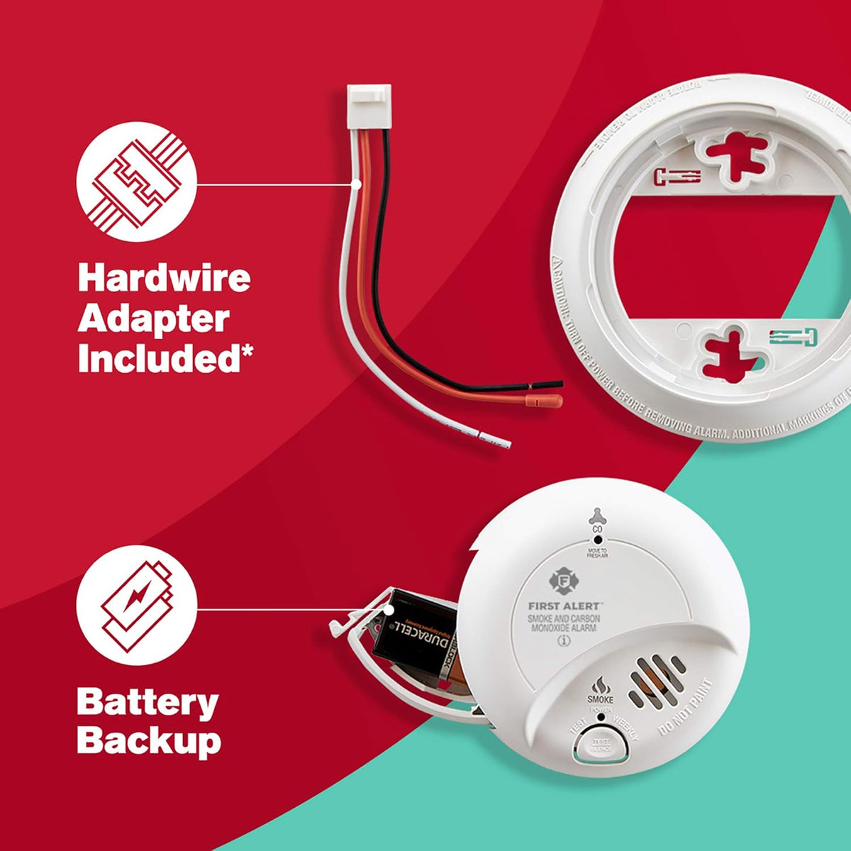 Hardwired Smoke and Carbon Monoxide Detector with Battery Backup, 3-Pack H100
