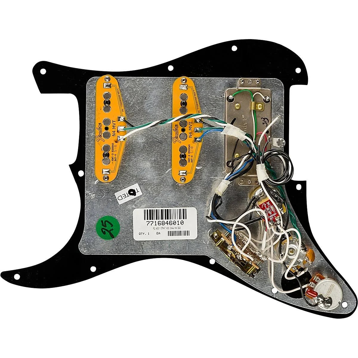 Pre-Wired HSS Stratocaster Pickguard - Black 3-Ply Z21646