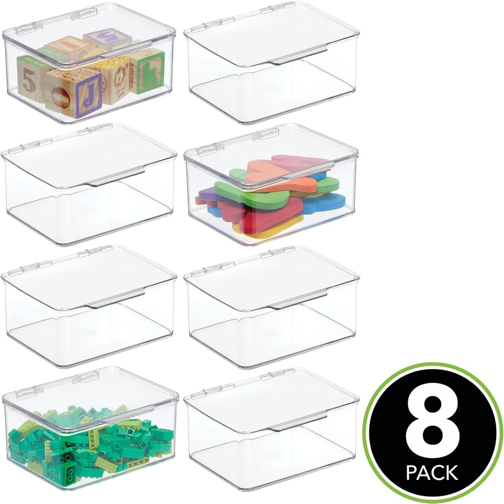 Plastic Stackable Storage Bin with Lid for Drawer or Cabinet Organizing Y46075