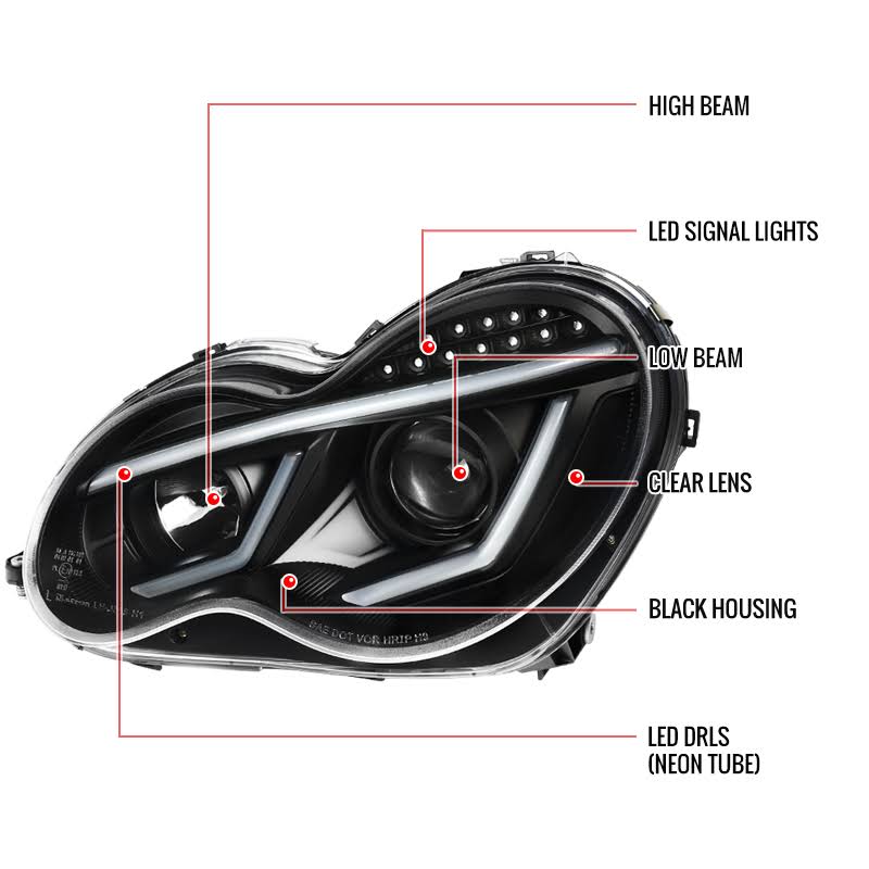 LED Projector Headlights for Mercedes-Benz W203 C-Class Y91346